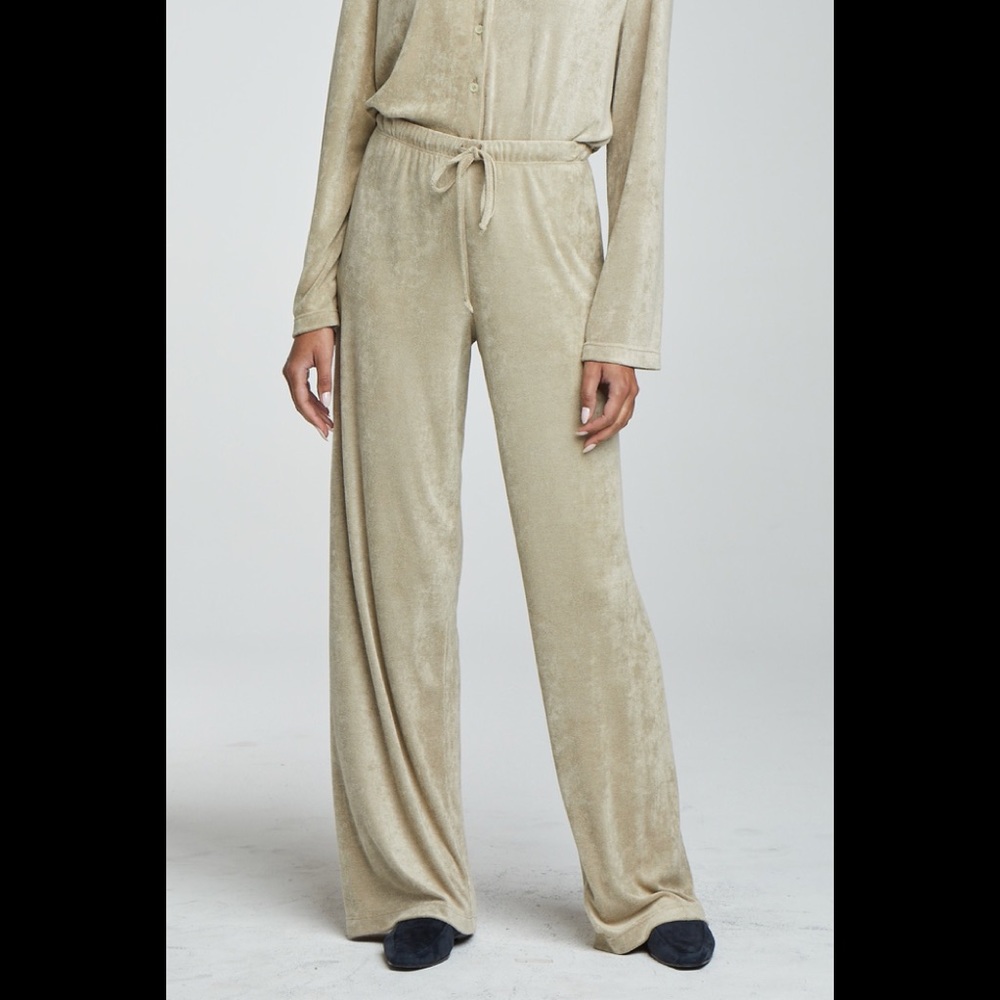LESET LEONA VELVET DRAWSTRING PANT - BEIGE